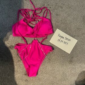 SHEIN Hot Pink Strappy Bikini